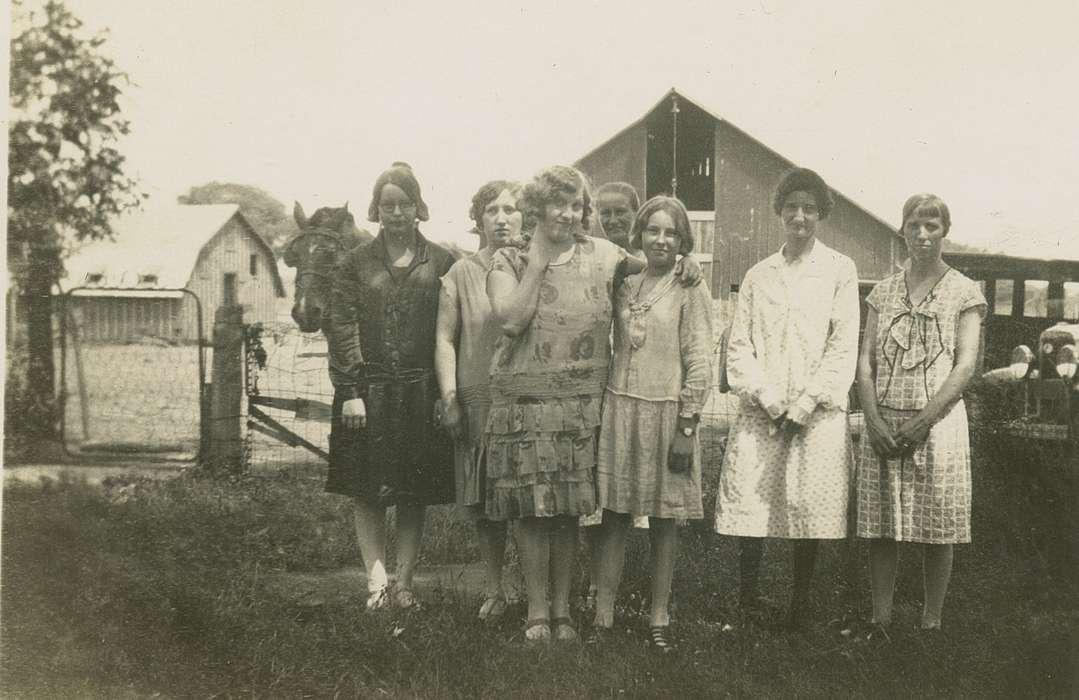 Portraits - Group, IA, farms, Iowa, horse, animals, Hansen, Viola, Farms, history of Iowa, Iowa History