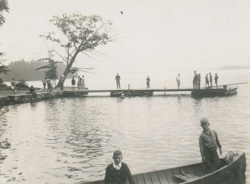 Portraits - Group, Travel, canoe, lake, history of Iowa, Iowa History, Lakes, Rivers, and Streams, Lake George, NY, dock, Iowa, Outdoor Recreation, boat, McMurray, Doug