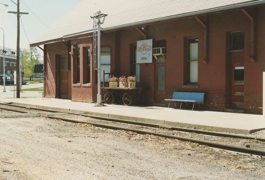 Main Streets & Town Squares, history of Iowa, Iowa History, Businesses and Factories, railroad track, Waverly, IA, depot, Iowa, Waverly Public Library