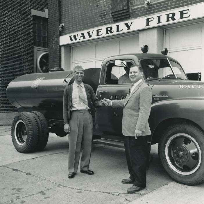 Waverly, IA, Iowa History, Waverly Public Library, Iowa, history of Iowa, fire truck, fire department, Labor and Occupations