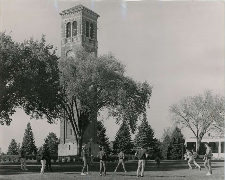 Cedar Falls, IA, campanile, history of Iowa, Iowa History, bell tower, uni, iowa state teachers college, football, UNI Special Collections & University Archives, student, students, Outdoor Recreation, Schools and Education, Iowa, university of northern iowa