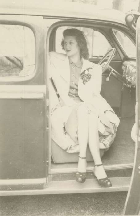 history of Iowa, Iowa History, Clive, IA, Motorized Vehicles, shoes, car, Iowa, Roquet, Ione, Portraits - Individual