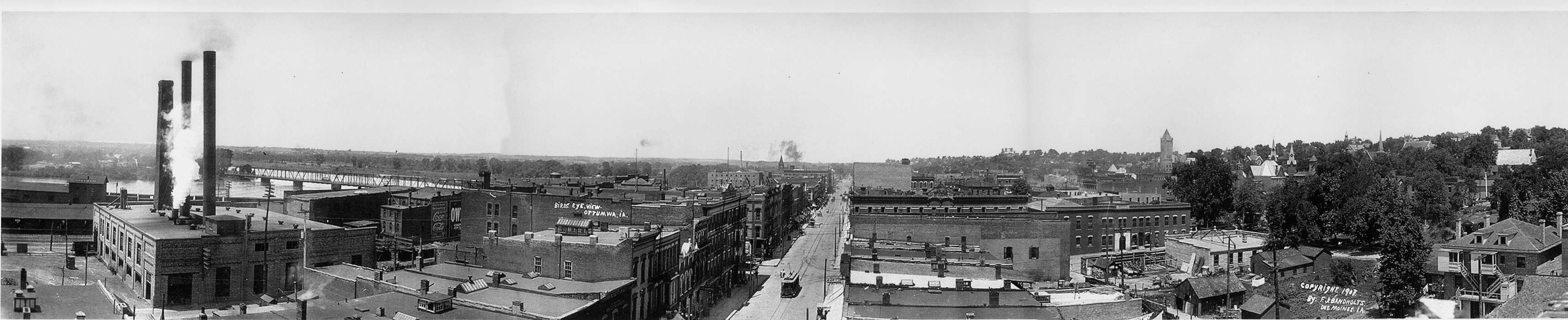 history of Iowa, Iowa History, factory, Ottumwa, IA, Businesses and Factories, Lakes, Rivers, and Streams, Iowa, Lemberger, LeAnn, chimney