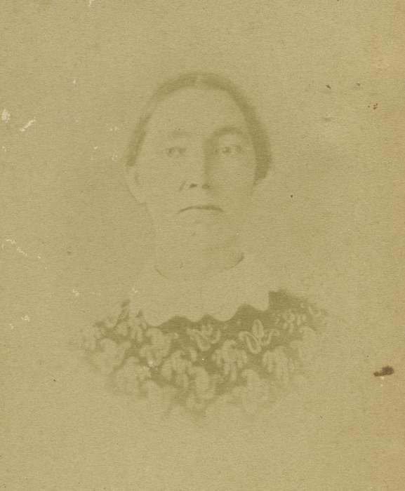 Iowa, woman, Olsson, Ann and Jons, Portraits - Individual, lace collar, collared dresses, history of Iowa, Davenport, IA, calico, Iowa History