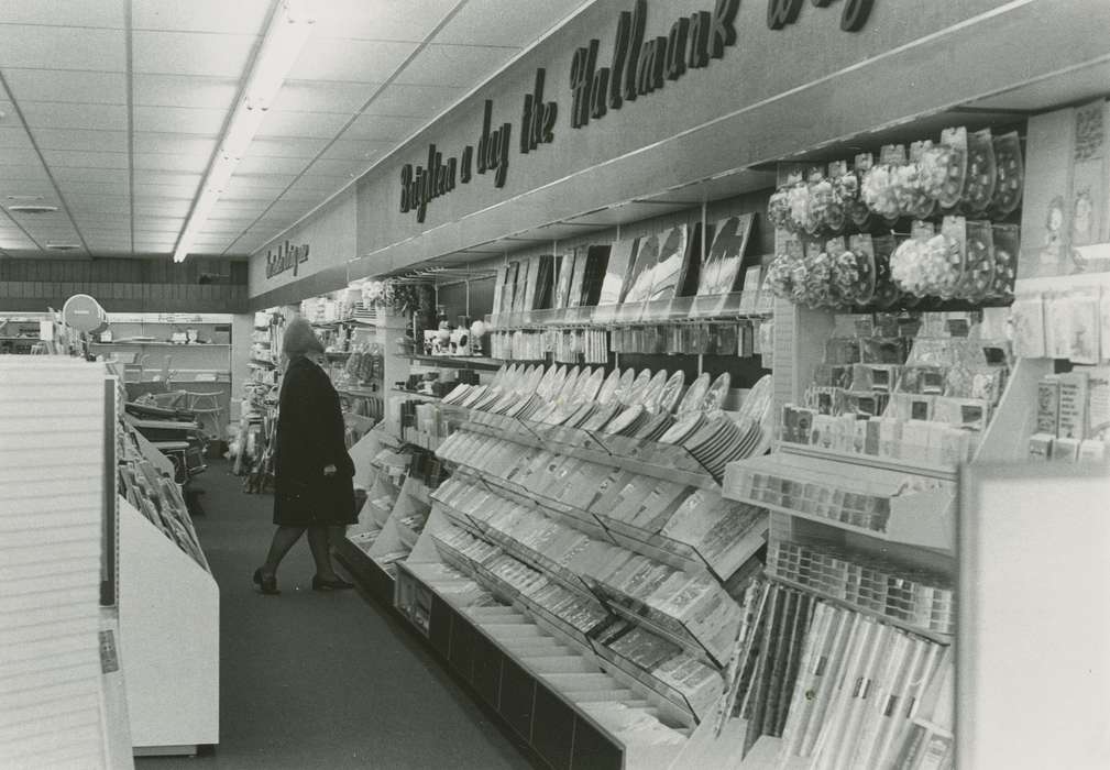 hallmark, head scarf, history of Iowa, Businesses and Factories, woman, Waverly Public Library, Iowa, Iowa History, Cities and Towns