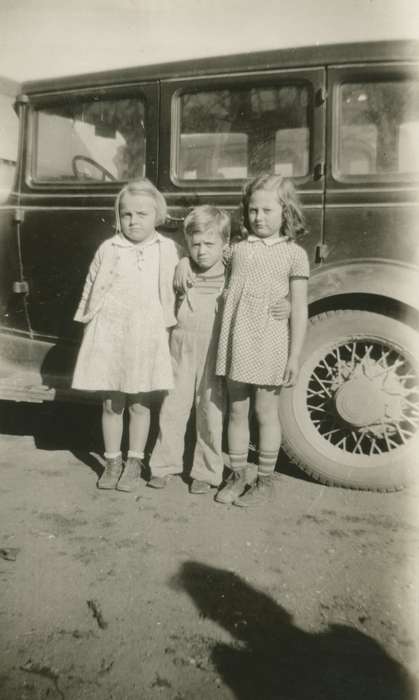 Portraits - Group, car, Iowa History, Iowa, Motorized Vehicles, IA, Carney, Cheryl, Children, history of Iowa