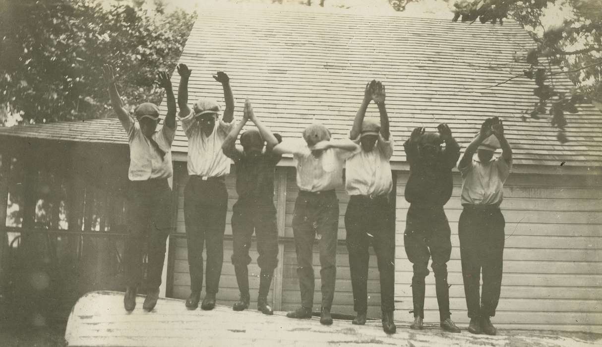 Portraits - Group, boy scouts, Nevada City, CA, history of Iowa, Iowa History, Iowa, McMurray, Doug, dive
