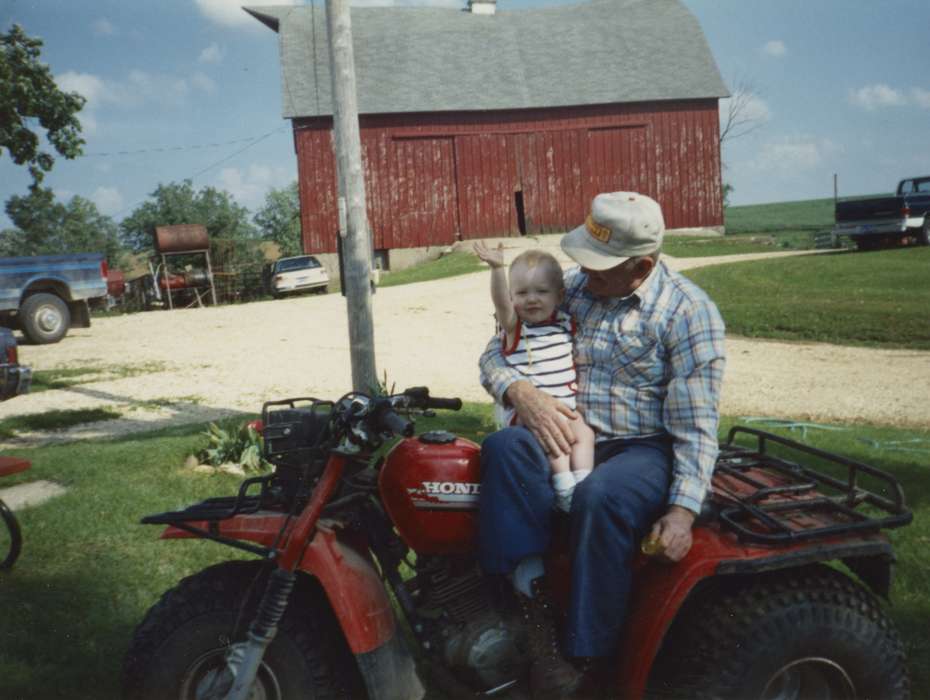 Farming Equipment, three wheeler, history of Iowa, Iowa History, Families, honda, barn, Barns, truck, McDermott, Helen, Epworth, IA, Iowa, Farms, Children