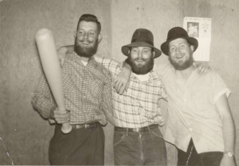 Portraits - Group, history of Iowa, Iowa History, Norway, IA, beard, Schulte, Karen, friends, Iowa, bat, silly, Leisure